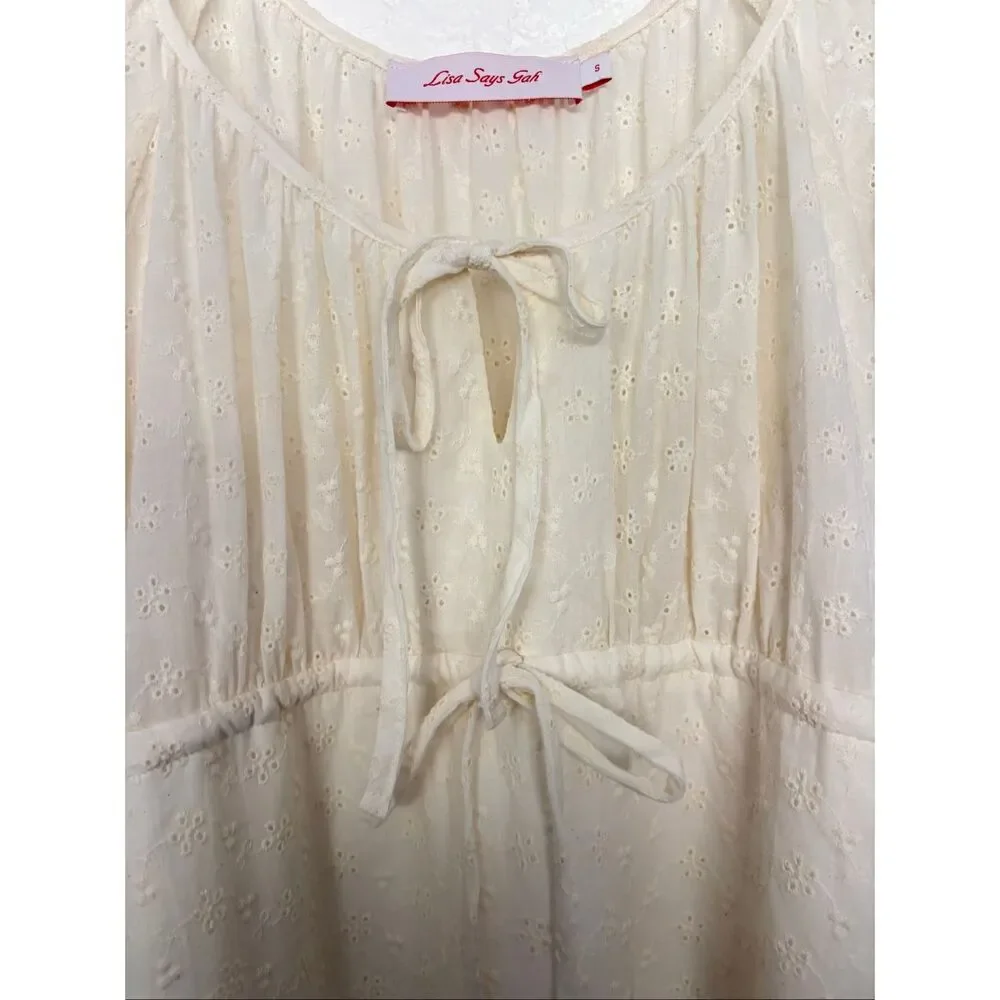 Lisa Says Gah Luxe Midi Dress in Milk Eyelet Size S - Picture 7 of 12